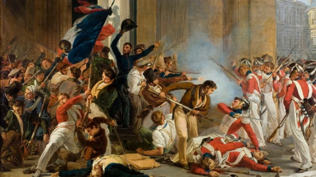 1832 - Jean-Louis Bézard - Prise du Louvre le 29 juillet 1830, massacre des gardes suisses